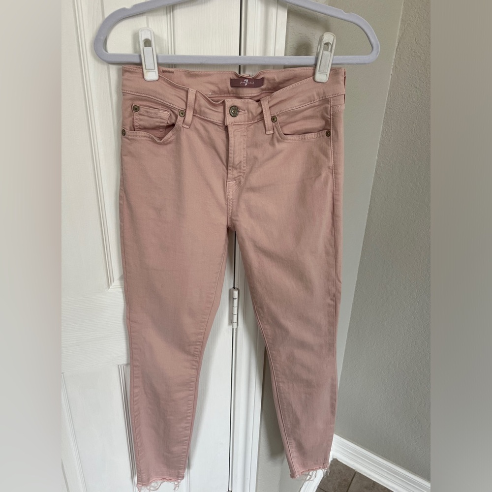 Pink women’s skinny jeans. 7 for All Mankind. Size 27